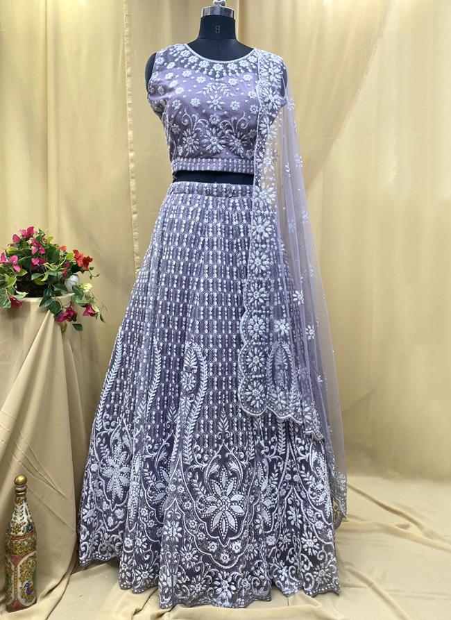 Net Purple Wedding Wear Hand Work Ready To Wear Lehenga Choli